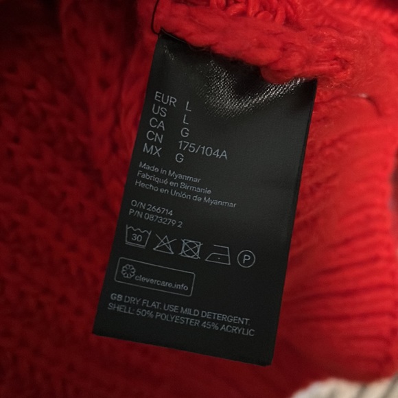 H&M | Chunky Knit Red Mock Neck Sweater Size L - Picture 5 of 5